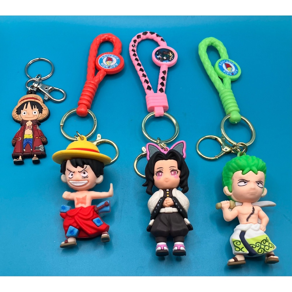 One Piece Anime Keychain Lot of 4 One Piece Demon Slayer